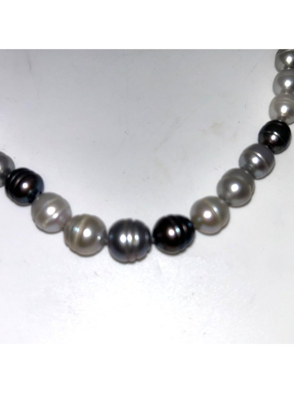 Freshwater Pearl Necklace, Potato Pearls Ring Pearls Hand Knotted 18" - Picture 3 of 12